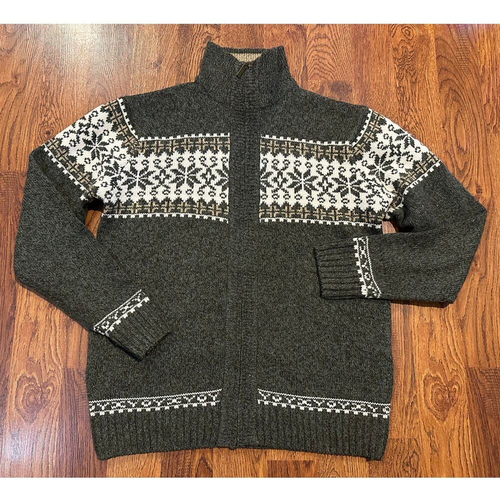 Reverb Vintage Men's Fair Isle Full Zip Cardigan Sweater – Approx. Size XL Y2K